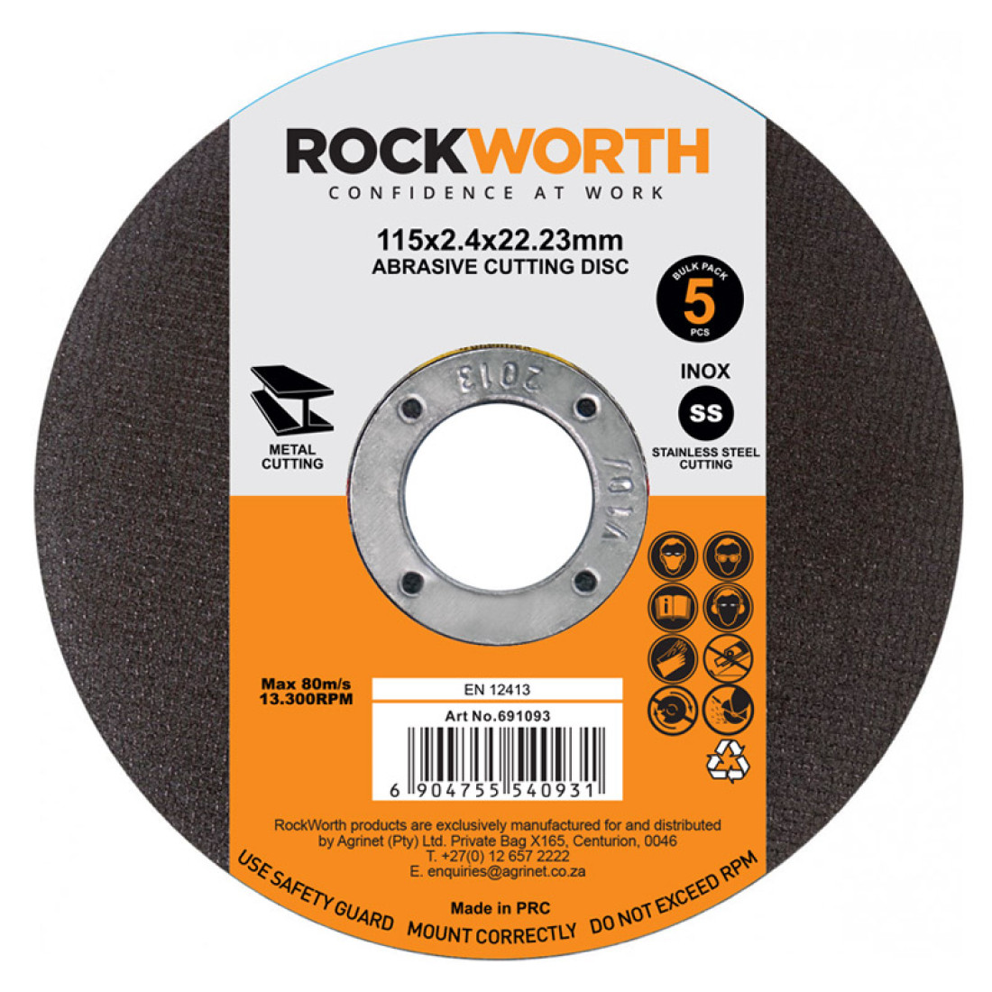 Rockworth Cutting Disc Steel 115X2.5Mm 5Pack - Image 2