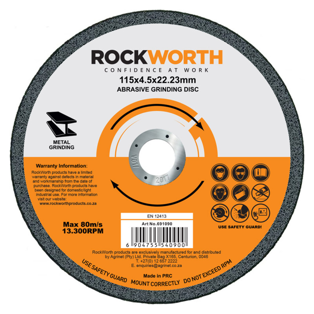 Rockworth Grinding Disc Steel 115X4.5Mm - Image 2