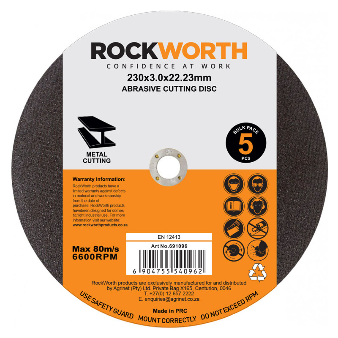 Rockworth Cutting Disc Steel 230X3.0Mm 5Pack - Image 2