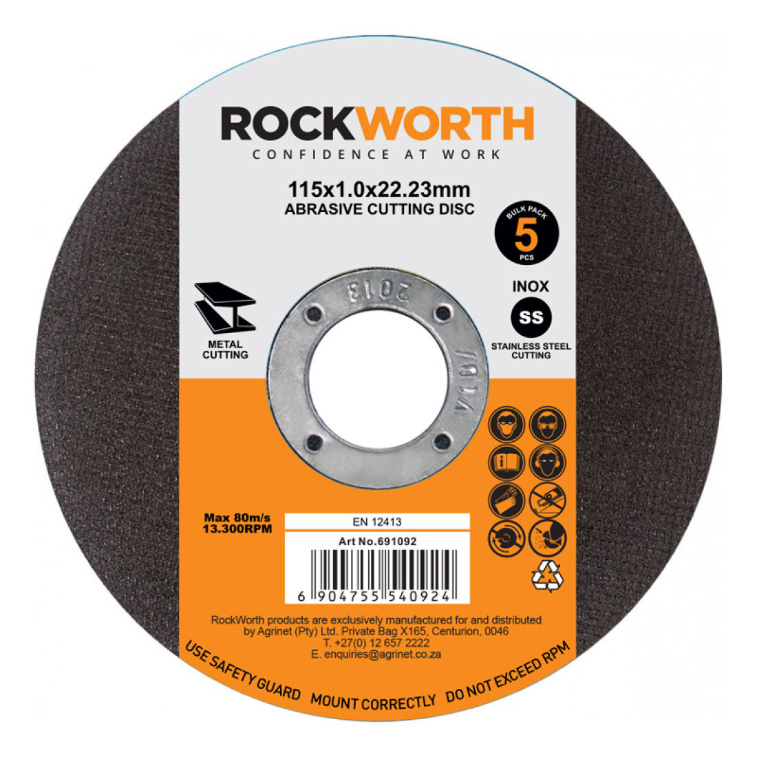 Rockworth Cutting Disc Slimline Steel 115X1.0 5Pac - Image 2