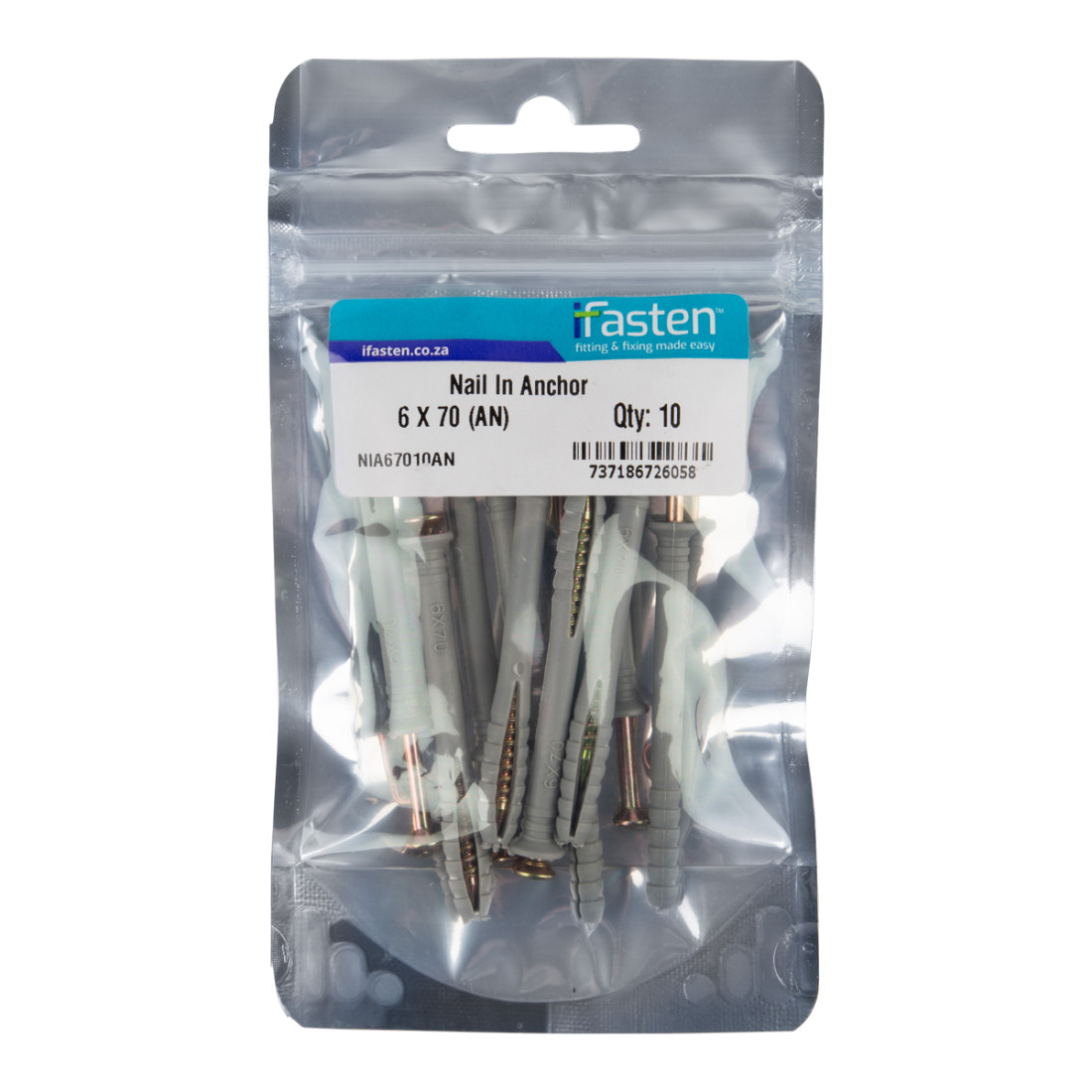 Ifasten Nail In Anchor 6Mmx70Mm 10 Pp