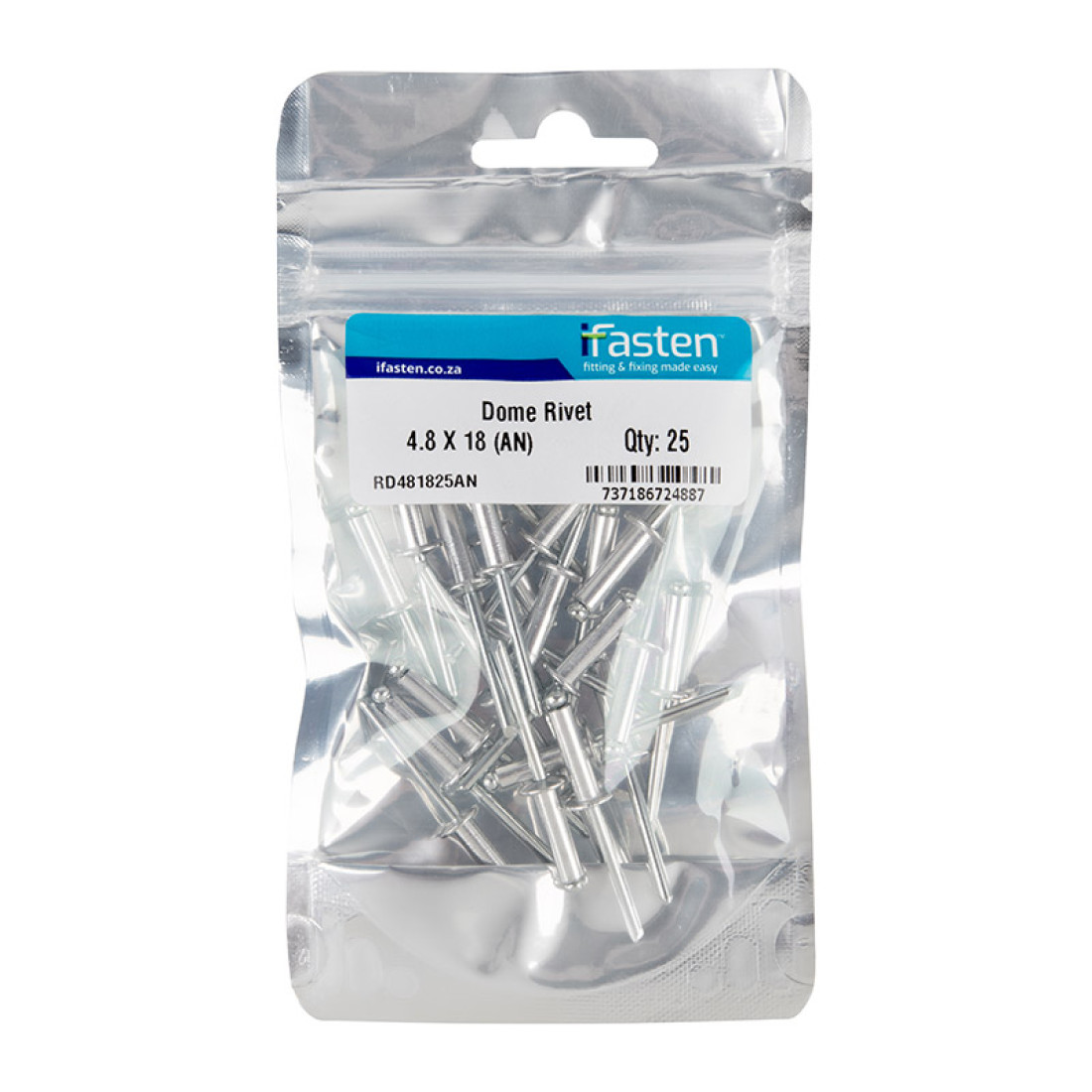 Ifasten Rivet Dome 4.8Mmx18Mm 25 Pp