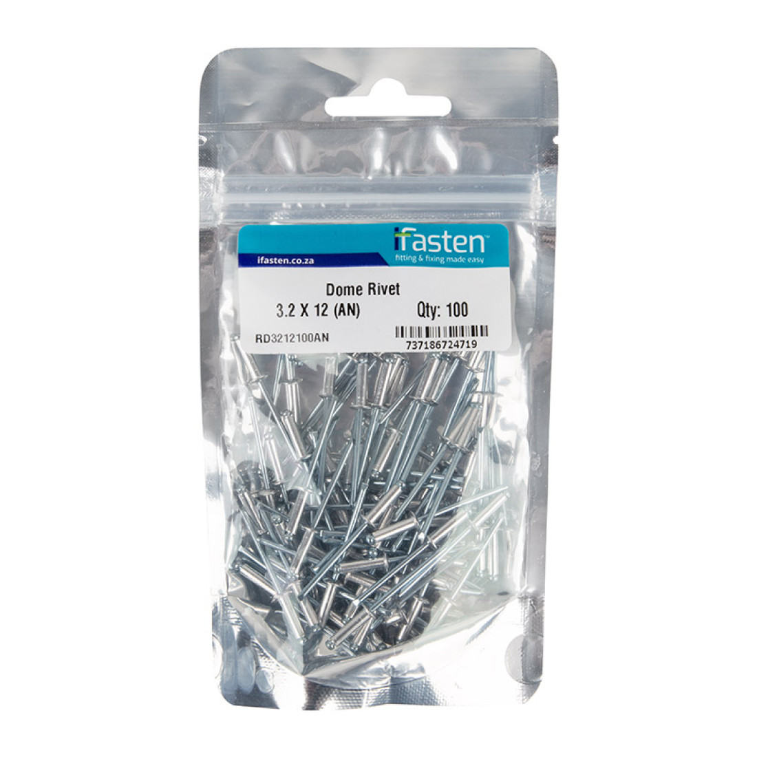 Ifasten Rivet Dome 3.2Mmx12Mm 100 Pp