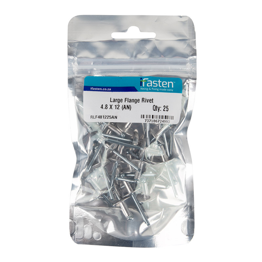 Ifasten Rivet Flange Large 4.8Mmx12Mm 25 Pp