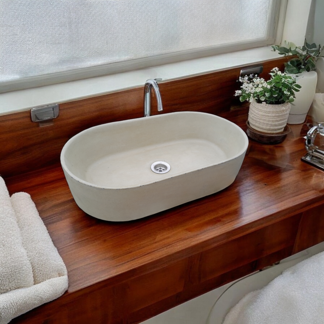 Gaia'S Ark Ivory Concrete Sink 53 X 30 X 11.5Cm